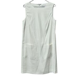 Dillards Preston & York Back Zip Sleeveless Linen Blend Pocket Shift Tank Dress